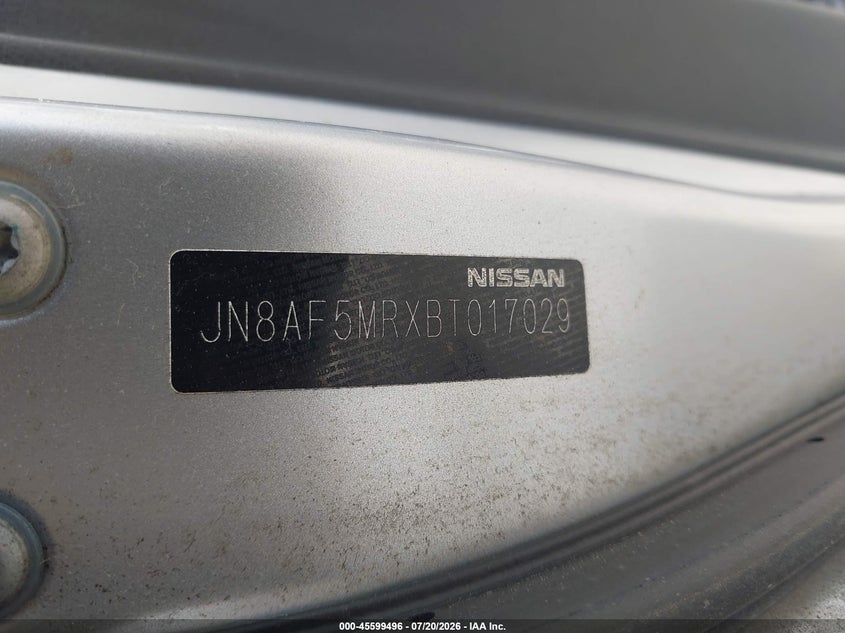2011 Nissan Juke Sv VIN: JN8AF5MRXBT017029 Lot: 45599496