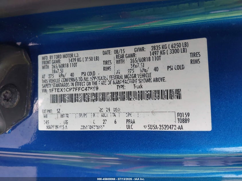2015 FORD F-150 auction photo 4
