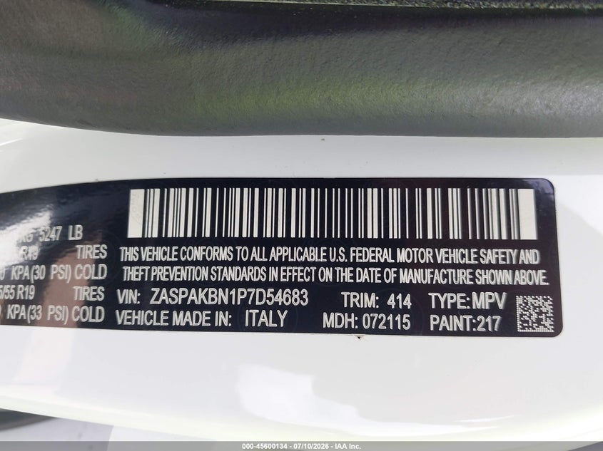 2023 Alfa Romeo Stelvio Ti Awd VIN: ZASPAKBN1P7D54683 Lot: 45600134