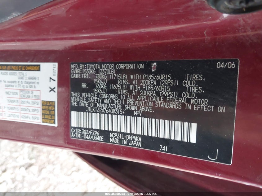 2006 Scion Xb VIN: JTLKT324764083157 Lot: 45600254