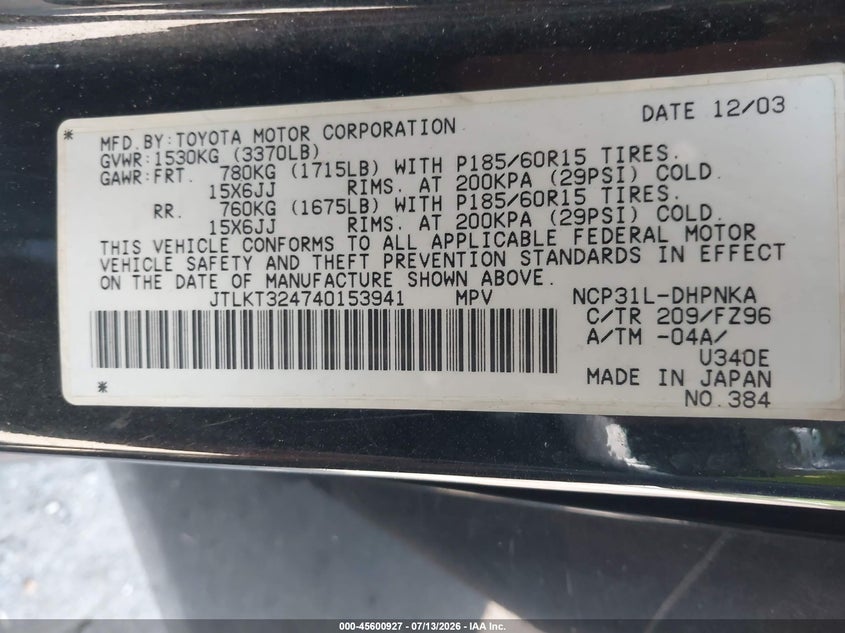 2004 Scion Xb VIN: JTLKT324740153941 Lot: 45600927