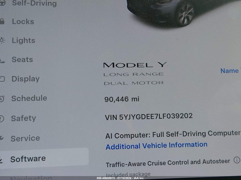 2020 TESLA MODEL Y SPORT UTILITY VEHICLE ELECTRIC