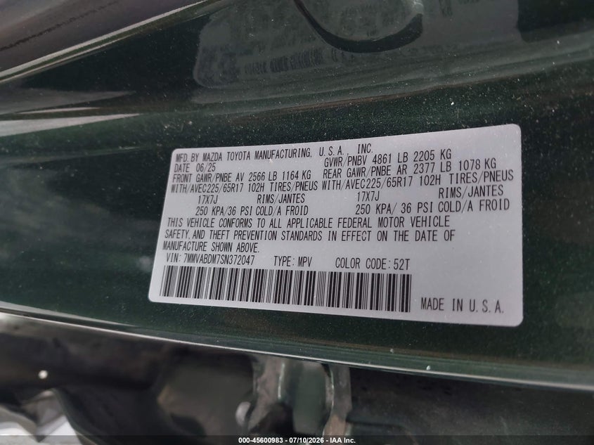 2025 Mazda Cx-50 2.5 S Premium Package VIN: 7MMVABDM7SN372047 Lot: 45600983