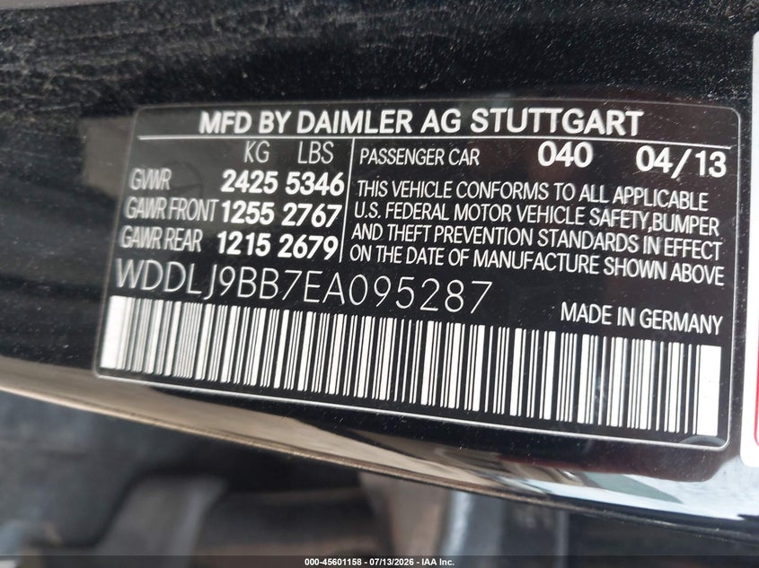 2014 Mercedes-Benz Cls 550 4Matic VIN: WDDLJ9BB7EA095287 Lot: 45601158