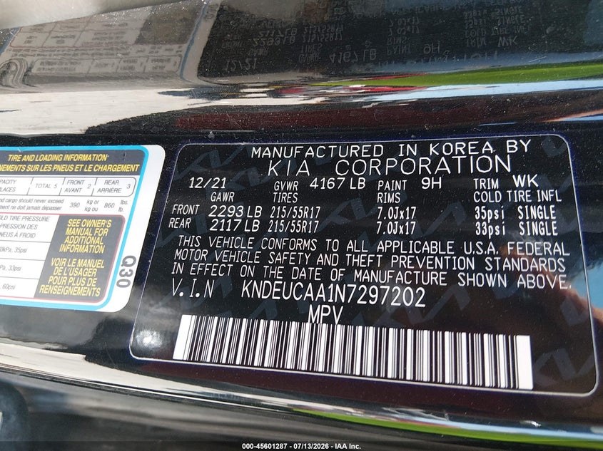 2022 Kia Seltos S VIN: KNDEUCAA1N7297202 Lot: 45601287