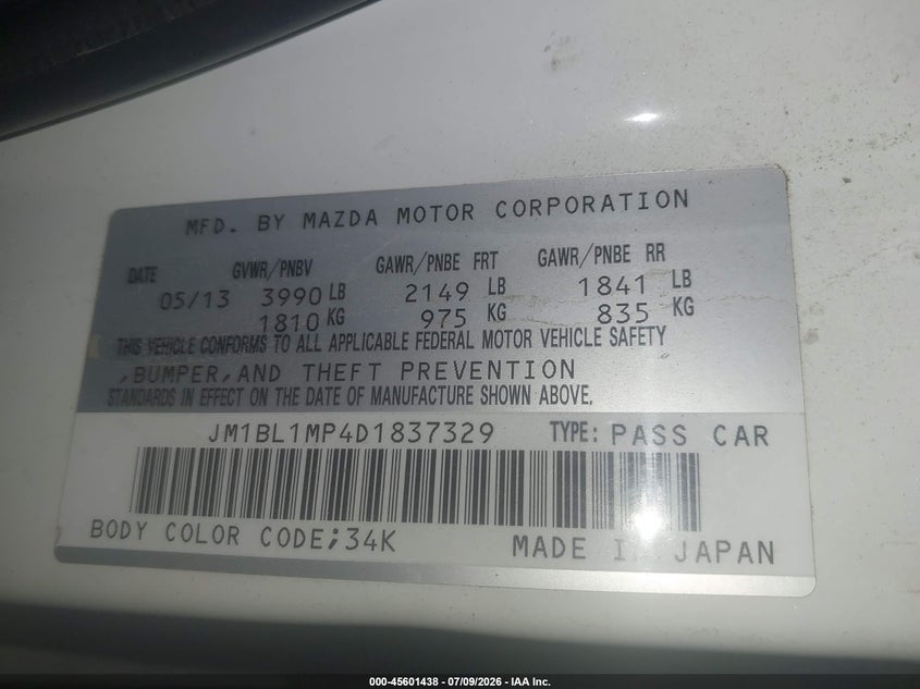 2013 Mazda Mazda3 I Grand Touring VIN: JM1BL1MP4D1837329 Lot: 45601438