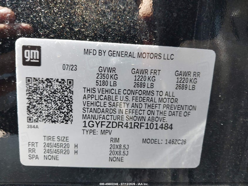 2024 Cadillac Xt4 Awd Premium Luxury VIN: 1GYFZDR41RF101484 Lot: 45602246