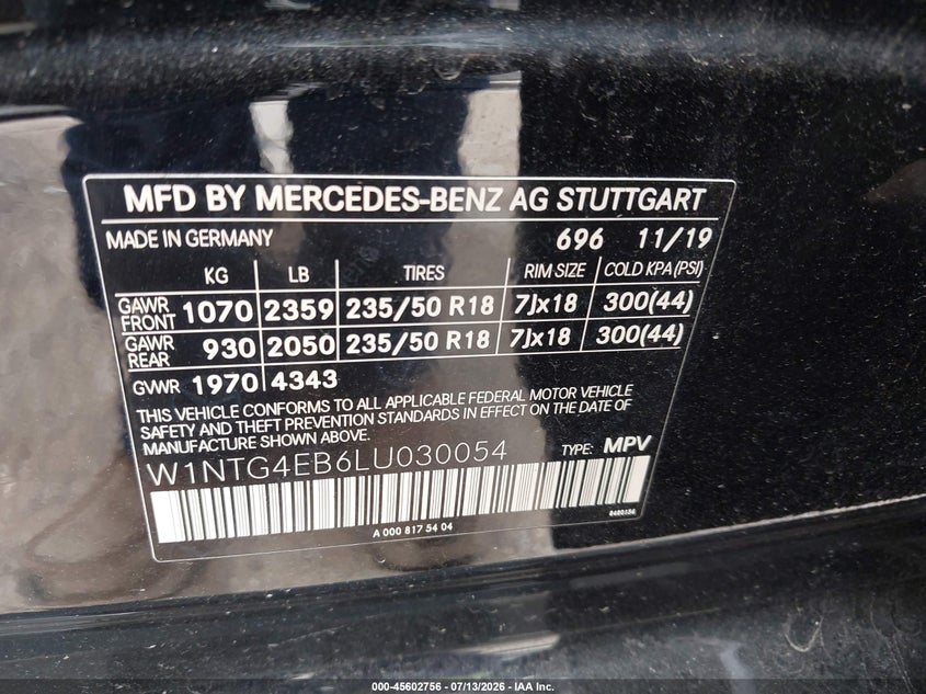 2020 Mercedes-Benz Gla 250 VIN: W1NTG4EB6LU030054 Lot: 45602756