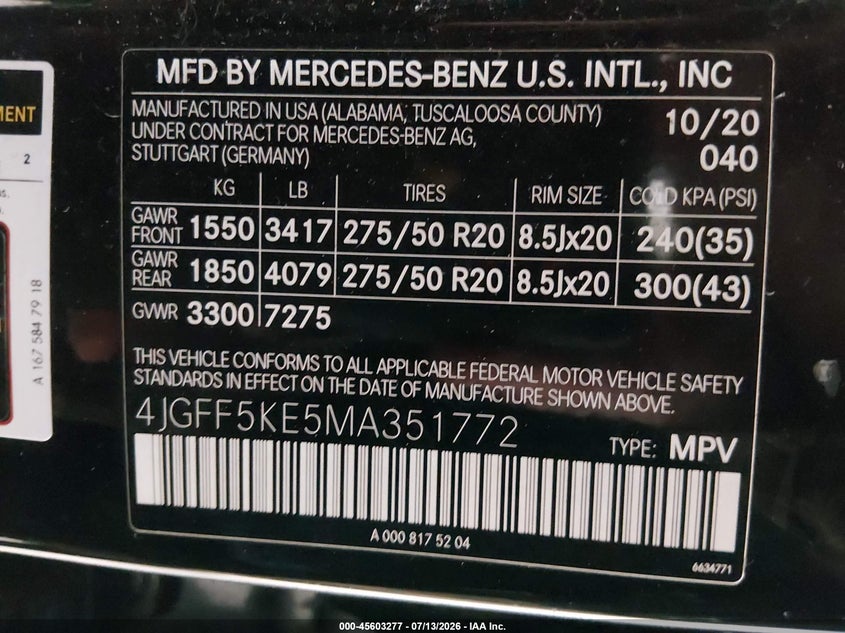 2021 Mercedes-Benz Gls 450 4Matic VIN: 4JGFF5KE5MA351772 Lot: 45603277