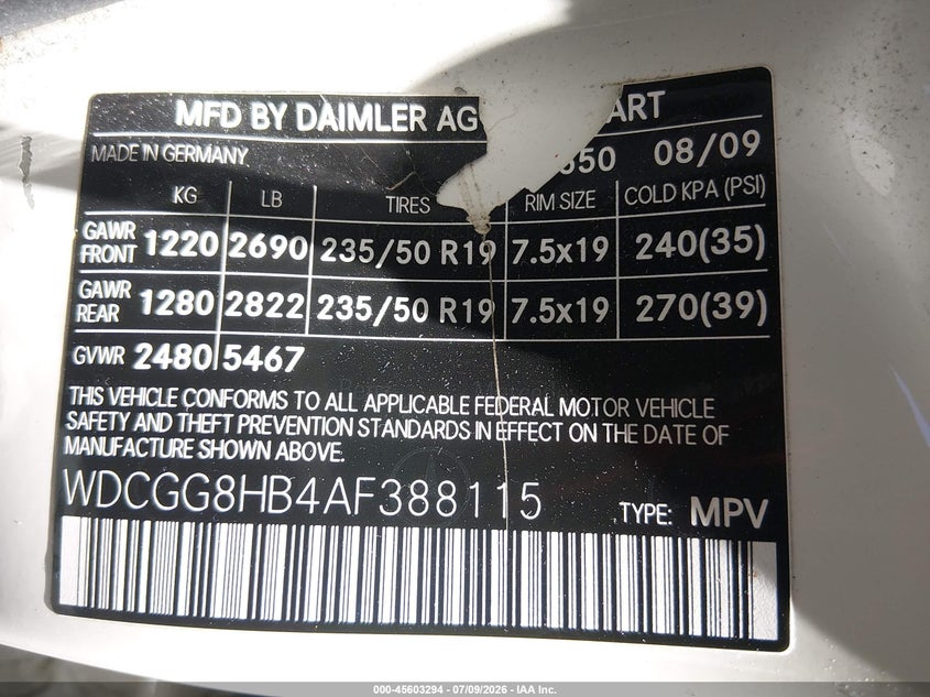 2010 Mercedes-Benz Glk 350 4Matic VIN: WDCGG8HB4AF388115 Lot: 45603294