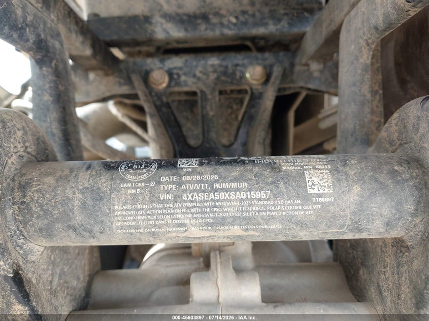 2025 Polaris Sportsman 450 H.o. VIN: 4XASEA50XSA015957 Lot: 45603897