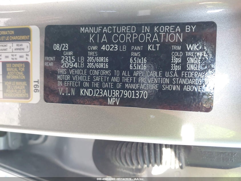 KIA SOUL 2024 VIN KNDJ23AU3R7901370
