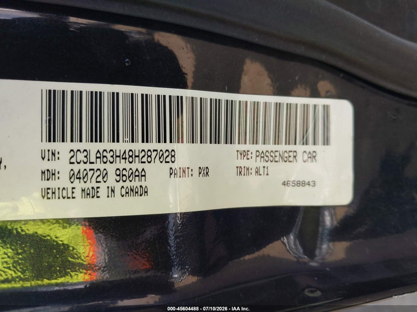 2008 Chrysler 300C Hemi VIN: 2C3LA63H48H287028 Lot: 45604488