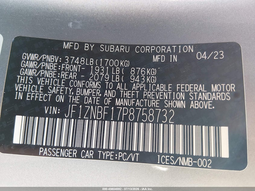 2023 Toyota Gr86 Premium VIN: JF1ZNBF17P8758732 Lot: 45604592