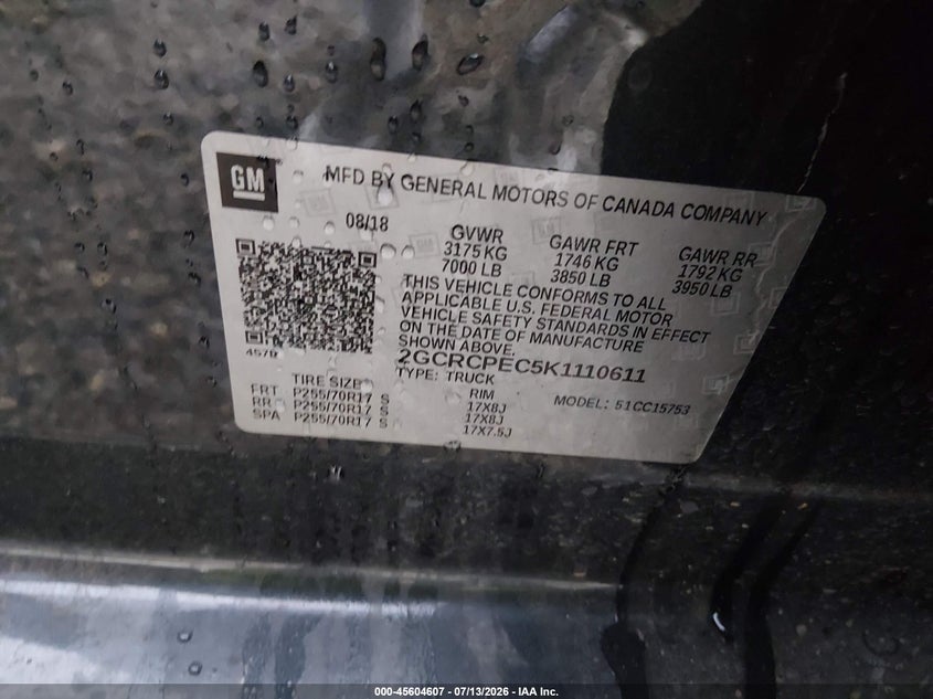 2019 CHEVROLET SILVERADO TRUCK 5.3L V-8 DI, VVT, 355HP