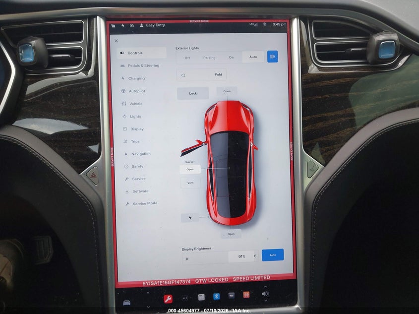 2016 Tesla Model S 60/70/75/85 VIN: 5YJSA1E15GF147374 Lot: 45604977