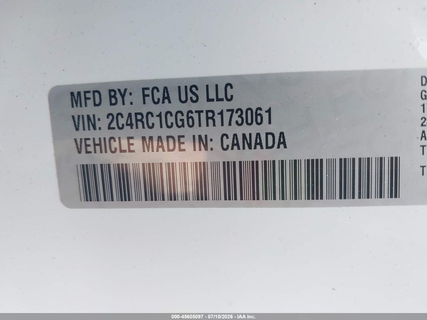 2026 Chrysler Voyager Lx VIN: 2C4RC1CG6TR173061 Lot: 45605097