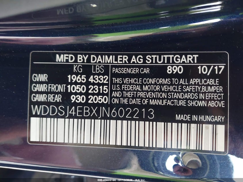2018 Mercedes-Benz Cla 250 VIN: WDDSJ4EBXJN602213 Lot: 45605166