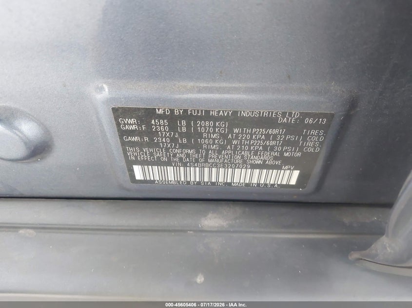 2014 Subaru Outback 2.5I Premium VIN: 4S4BRBCC3E3207029 Lot: 45605406