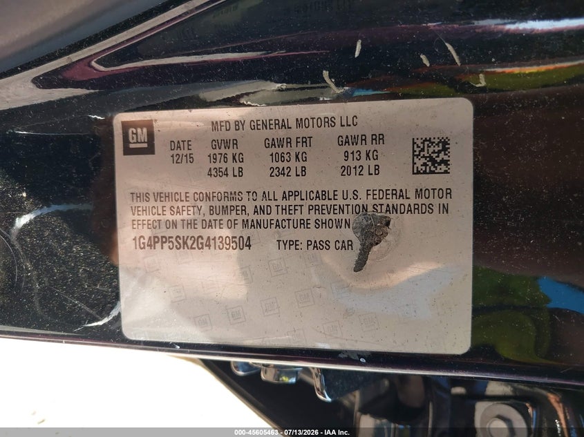 2016 Buick Verano VIN: 1G4PP5SK2G4139504 Lot: 45605463