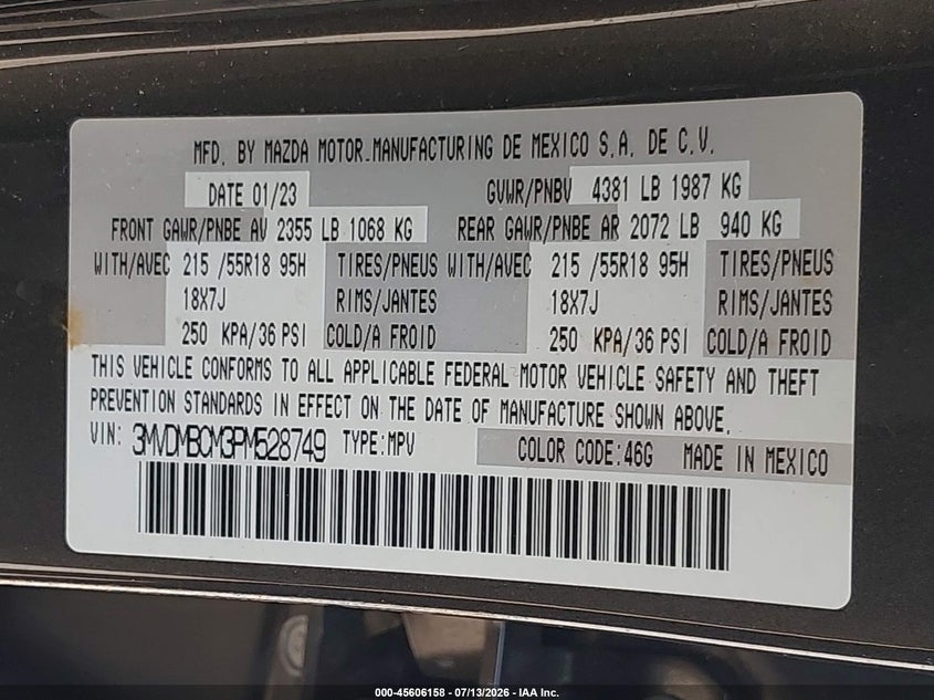 2023 Mazda Cx-30 2.5 S Preferred VIN: 3MVDMBCM3PM528749 Lot: 45606158