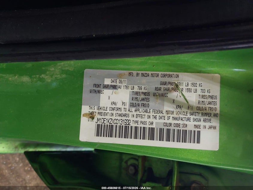 2012 Mazda Mazda2 Sport VIN: JM1DE1KZXC0131932 Lot: 45606615