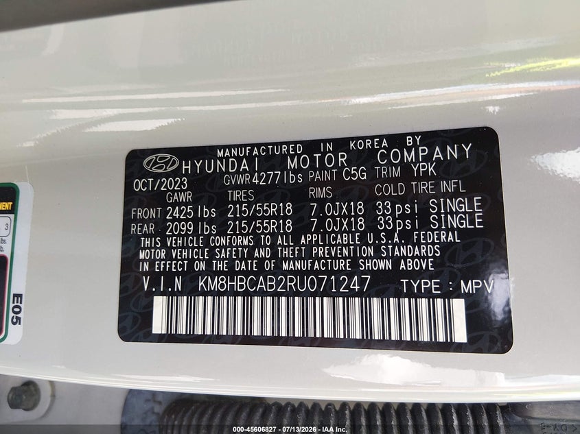 HYUNDAI KONA 2024 VIN KM8HBCAB2RU071247
