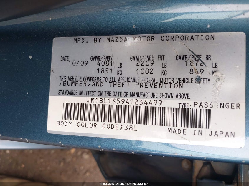 2010 Mazda Mazda3 S Grand Touring VIN: JM1BL1S59A1234499 Lot: 45606959