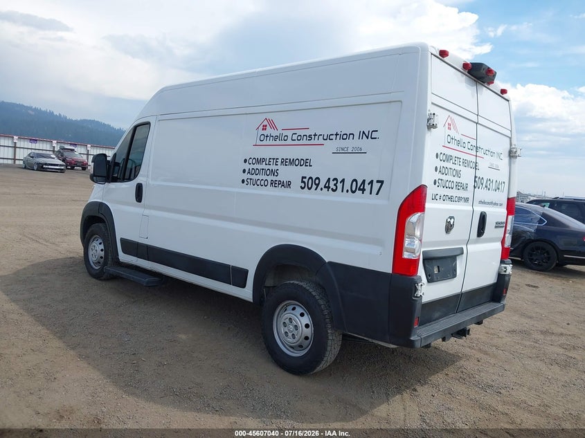 Vin: 3c6lrvbg9pe528686, lot: 46105463, ram promaster 1500 high roof 136 wb 20233