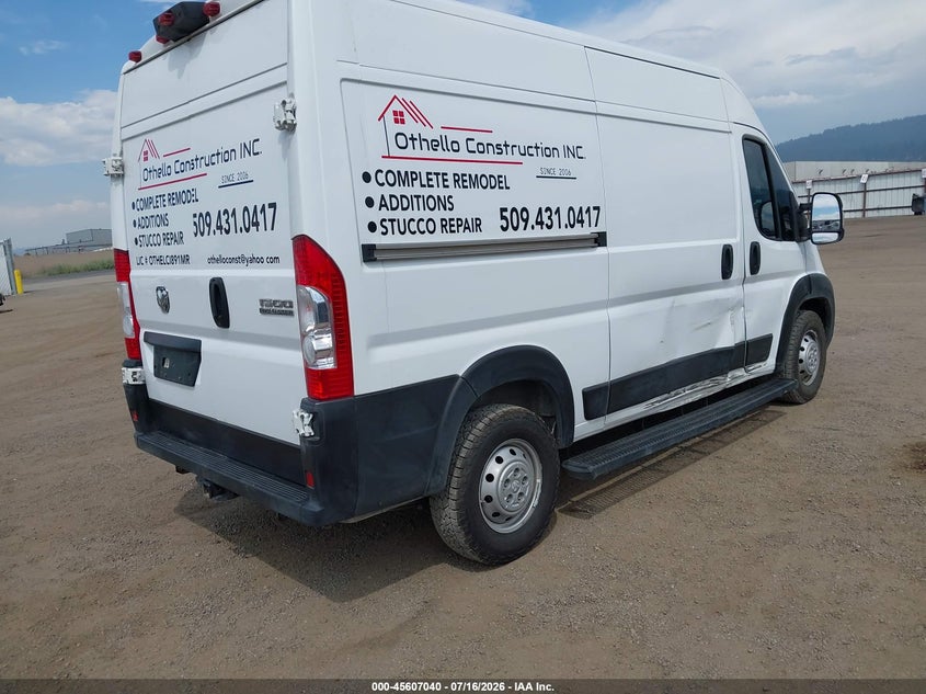 Vin: 3c6lrvbg9pe528686, lot: 46105463, ram promaster 1500 high roof 136 wb 20234