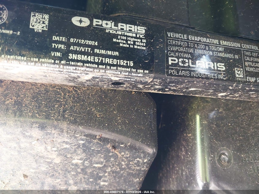 2024 Polaris Ranger Crew Sp 570 Premium VIN: 3NSM4E571RE015215 Lot: 45607175