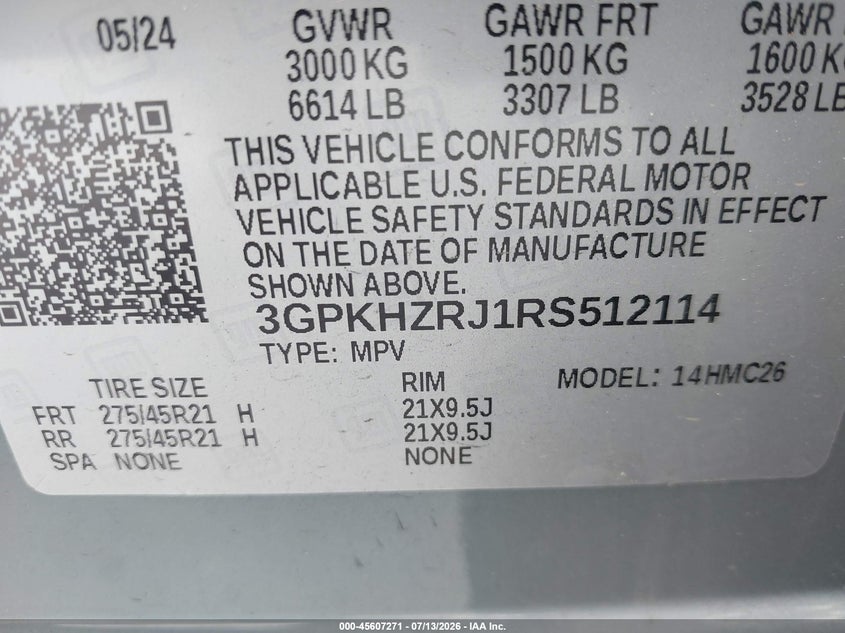 2024 Honda Prologue Elite VIN: 3GPKHZRJ1RS512114 Lot: 45607271