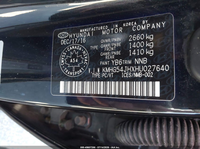 2017 Genesis G90 5.0 Ultimate VIN: KMHG54JHXHU027640 Lot: 45607286