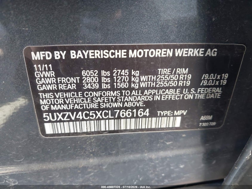 2012 BMW X5 SPORT UTILITY VEHICLE 3.0L I-6 DI, DOHC, VVT, TURBO, 300HP