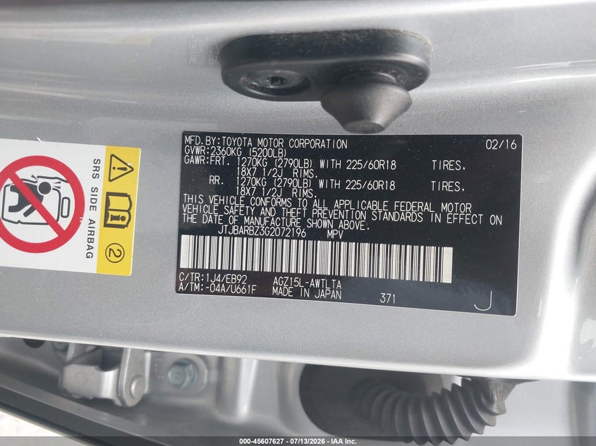 2016 Lexus Nx 200T F Sport VIN: JTJBARBZ3G2072196 Lot: 45607627