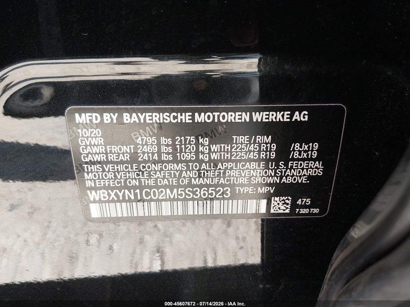 2021 BMW X2 M35I VIN: WBXYN1C02M5S36523 Lot: 45607672