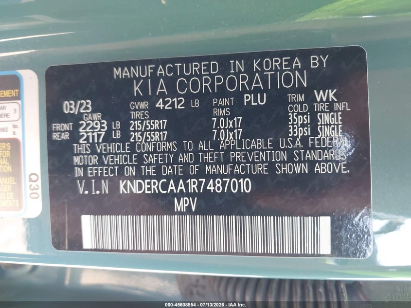 2024 Kia Seltos Ex VIN: KNDERCAA1R7487010 Lot: 45608554