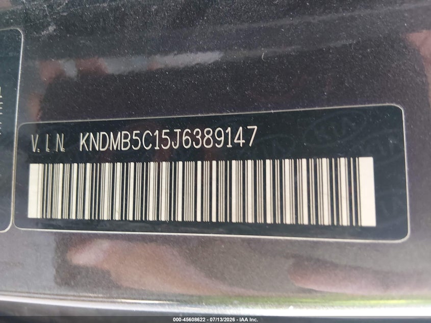 2018 Kia Sedona Lx VIN: KNDMB5C15J6389147 Lot: 45608622