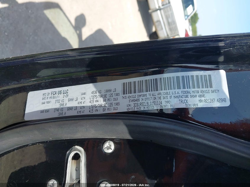 2020 Ram 2500 Tradesman 4X4 6'4 Box VIN: 3C6UR5CL9LG151114 Lot: 45608819