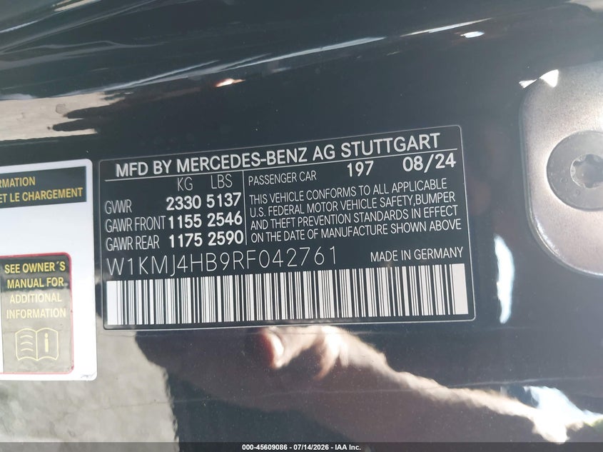 2024 Mercedes-Benz Cle 300 4Matic VIN: W1KMJ4HB9RF042761 Lot: 45609086