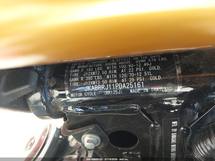 VIN: JKABRRJ11PDA25161 2023 KAWASAKI BR125 J