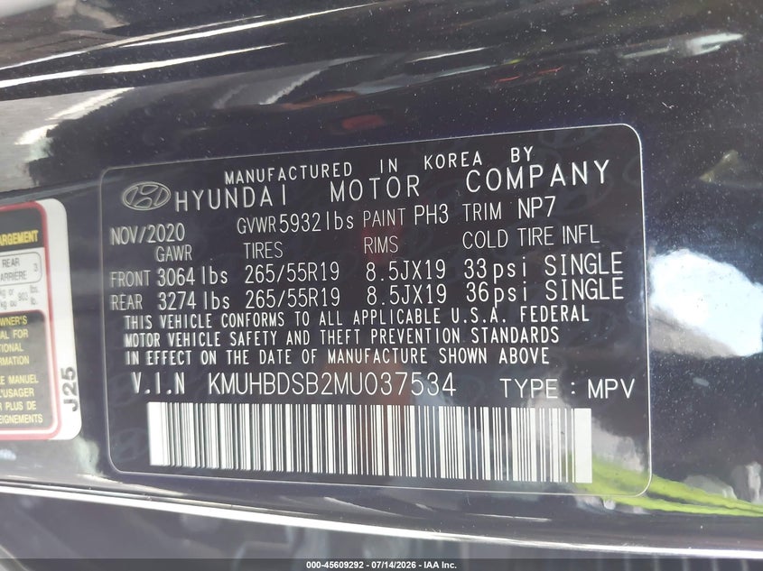 2021 Genesis Gv80 2.5T Awd VIN: KMUHBDSB2MU037534 Lot: 45609292