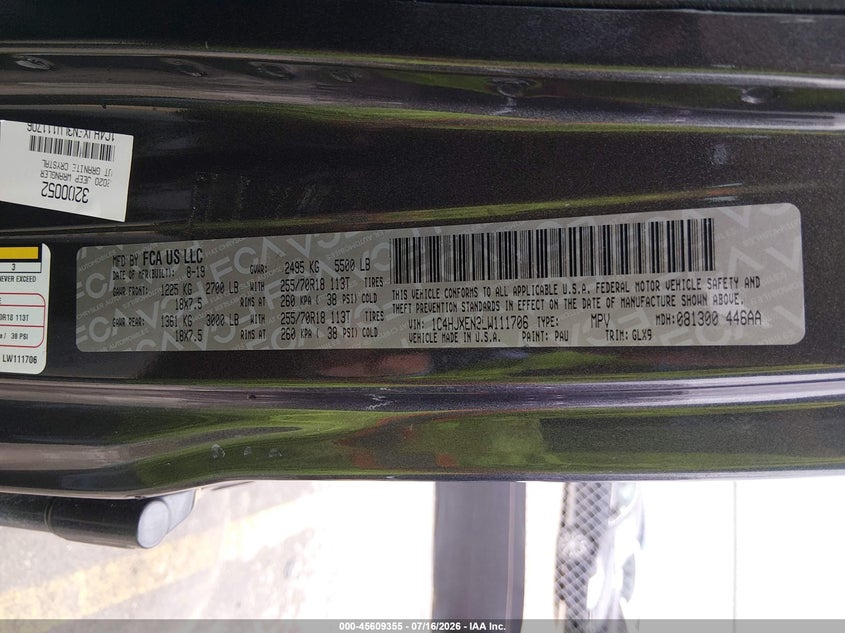 2020 Jeep Wrangler Unlimited Sahara Altitude 4X4 VIN: 1C4HJXEN3LW111706 Lot: 45609355