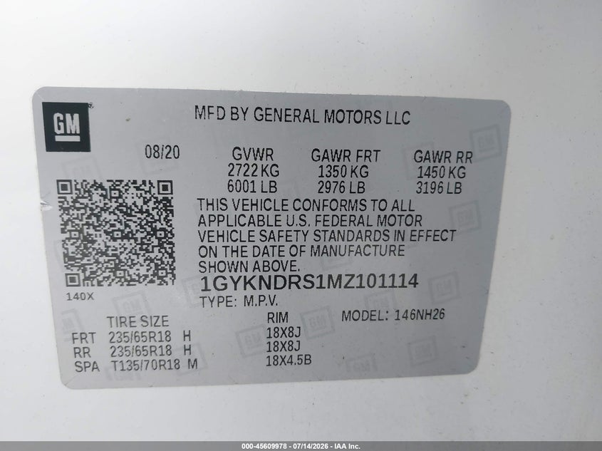 2021 Cadillac Xt5 Awd Premium Luxury VIN: 1GYKNDRS1MZ101114 Lot: 45609978