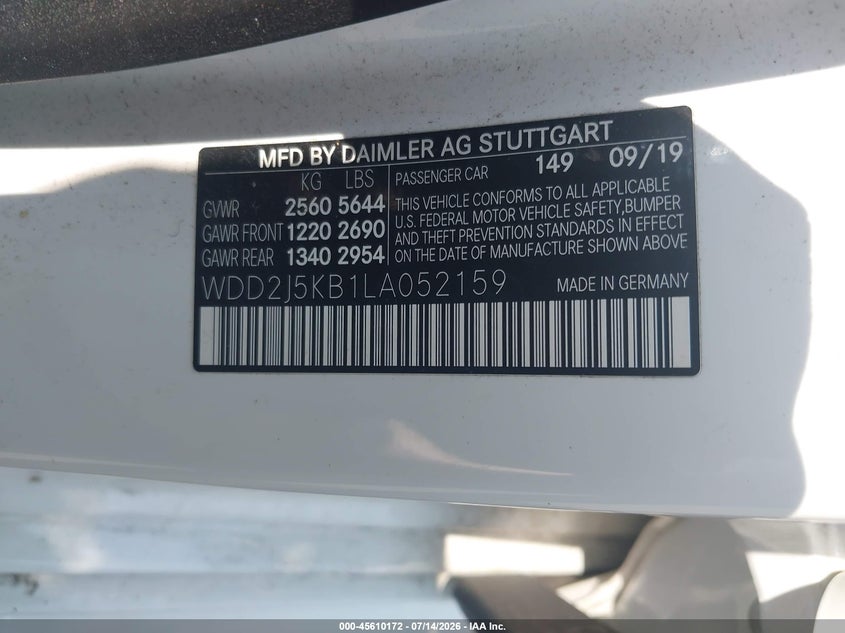 2020 Mercedes-Benz Cls 450 4Matic VIN: WDD2J5KB1LA052159 Lot: 45610172
