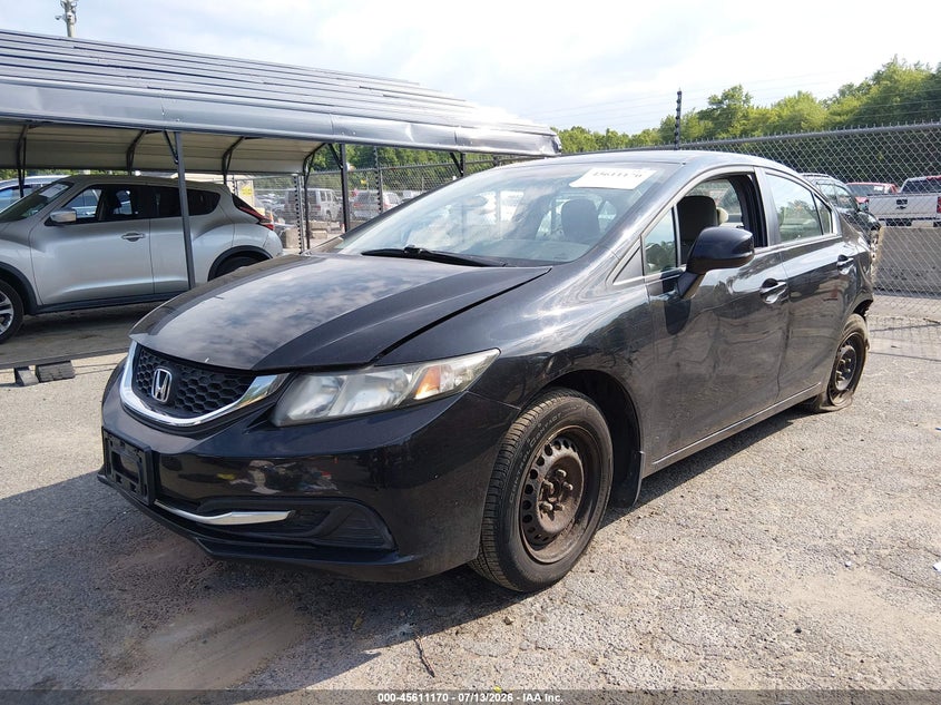 2013 Honda Civic, Удар сзади, IAAI, VIN 19XFB2F57DE018835 — фото 2