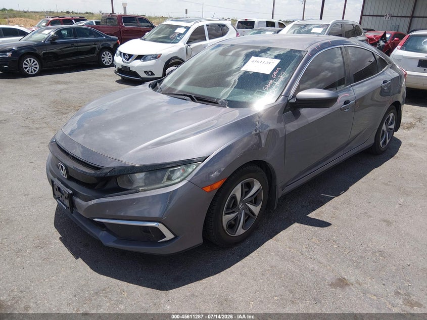 2020 Honda Civic, Right Rear, IAAI, VIN 19XFC2F69LE022213 — photo 2