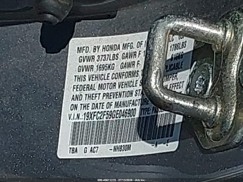 2016 HONDA CIVIC SEDAN 2.0L I-4 DOHC, VVT, 158HP