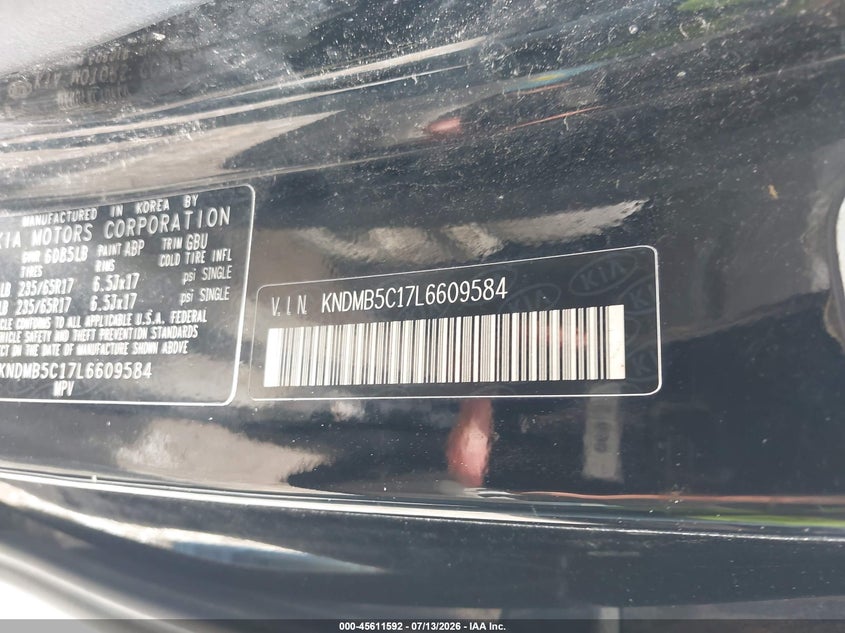 2020 Kia Sedona Lx VIN: KNDMB5C17L6609584 Lot: 45611592