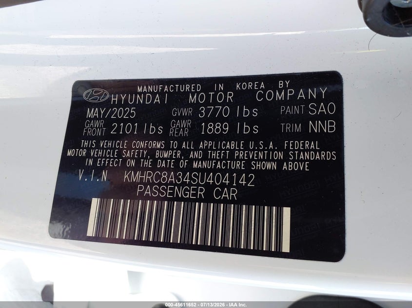 2025 Hyundai Venue Limited VIN: KMHRC8A34SU404142 Lot: 45611652